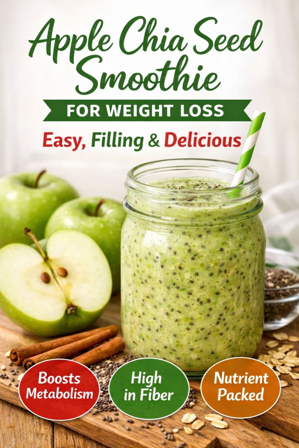 Apple Chia Seed Smoothie for Weight Loss Easy, Filling & Delicious