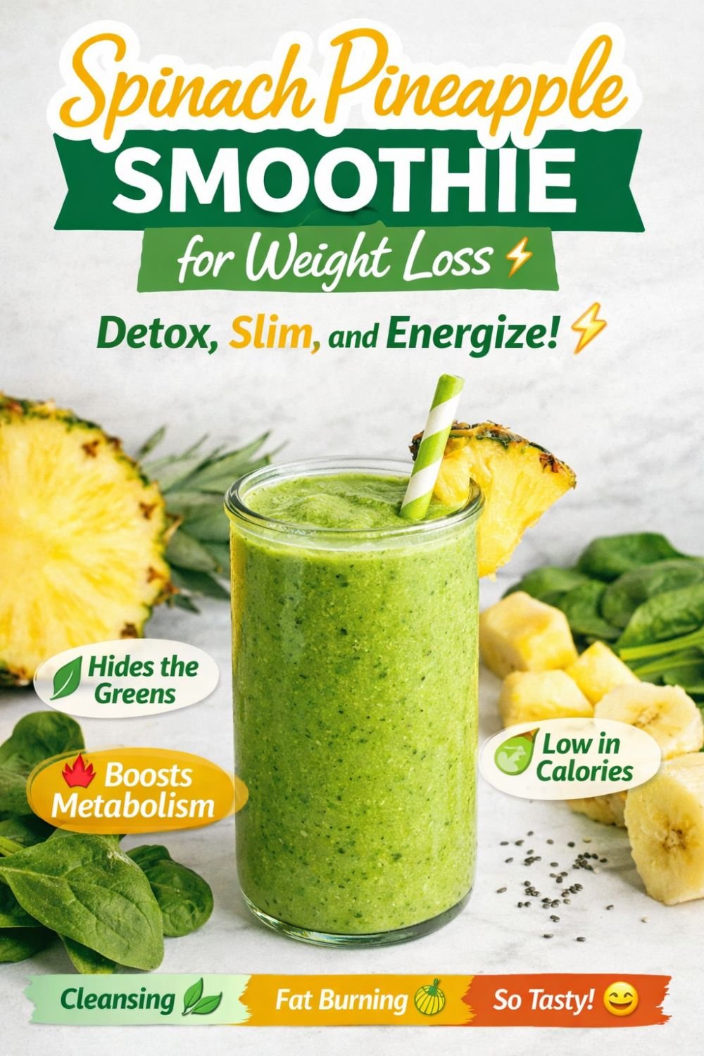 Spinach Pineapple Smoothie for Weight Loss Detox, Slim, and Energize(1)