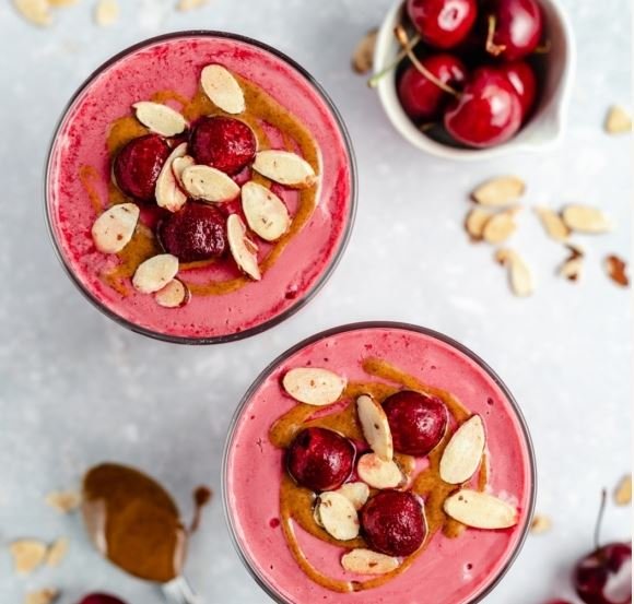 Cherry Banana Almond Milk Smoothie