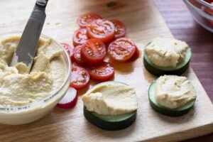 Cucumber Slices with Easy Low-FODMAP Hummus