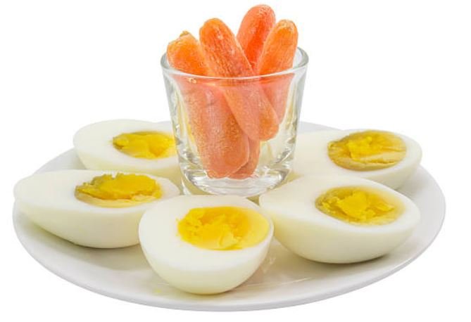 Hard-Boiled Eggs with a Side of Carrot Sticks