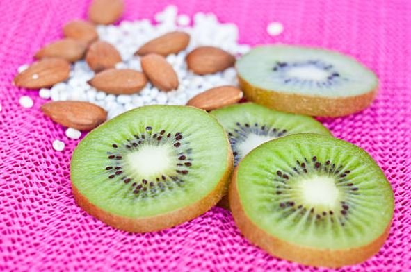 Kiwi Fruit Paired with 10 Almonds