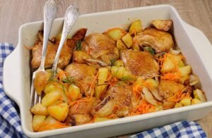 One-Pan Baked Chicken with Potatoes and Carrots