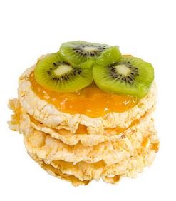 Simple Rice Cake Stack with Peanut Butter and Kiwi