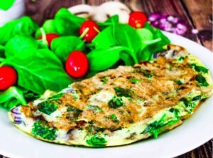 Spinach and Mushroom Omelette with Feta