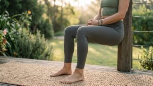 Wall Sit Yoga Pose for Knee